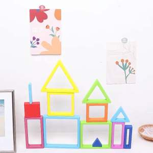 Wooden Montessori Geometric nesting shapes Toy with wooden tray