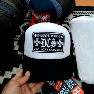 PROMO Topi Trucker Jaring Pria Hitam Putih / Chrome Harts Hats Murah