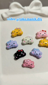 3pcs manik besi lucu motif kucing pita awan