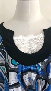 BB1-แผ่นผ้าลูกไม้ตกแต่งคอเสื้อแผ่นผ้ากันโป๊สำหรับเสื้อคอวีเสื้อคอลึก คอกว้าง มีสายกระดุม/ตะขอเกาะสายเสื้อใน ผ้านุ่มยืดใส่สบาย ผ้าลูกไม้โปร่งชั้นเดียว