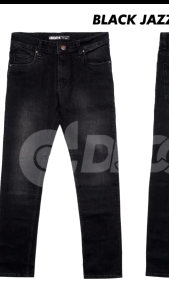 BLACK JAZZ Celana Pensil Polos Denim Striteh Pria / Celana pria polos Slim fit