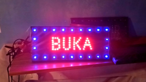 TULISAN LAMPU LED sign BUKA kotak tinggal colok listrik 5 watt