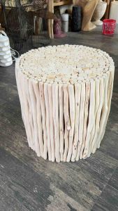 โต๊ะไม้ โต๊ะกาแฟ สตูลไม้ ม้านั่ง ไม้ไมยราบ Stool 46x46x46cm มินิมอล ธรรมชาติ แต่งบ้าน แต่งสวน โต๊ะวางของ วางต้นไม้ Unique Wood sticks side table stool