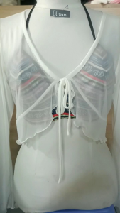 Áo cardigan croptop bèo tay loe áo lưới Bigsize