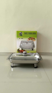 Tempat Makanan Stainless Steel dengan Tutup Kaca: Wadah Penyimpanan Makanan Fash Food Dish Kitchenware