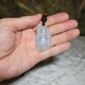 Burma Jade Type A Jadeite light lavender both sides carvings Bamboo & Bat pendant (with certificate) 翡翠淡紫双面雕刻祝福(竹、蝙蝠)吊坠(带证书) 竹报平安 节节高升