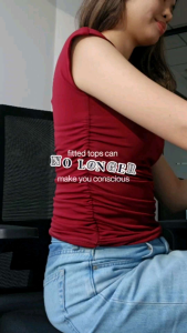 Missym Boat Neck Side Gathered Fitted Top for Woman Cap Sleeve Stretchable Double Lined