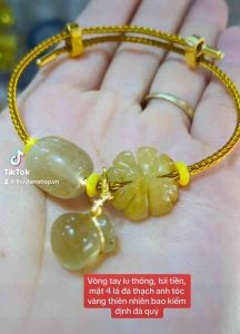 Vòng tsy lu thống túi tiền mặt 4 lá tóc vàng thiên nhiên may mắn tài lộc