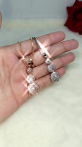 Kalung itali free liontin 3 tingkat xuping permata tanam anti karat tidak luntur terbaru