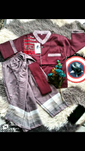 Koko Sarkoci Anak Laki-Laki Motif Bordir Usia 1th - 12th Bahan Katun Toyobo Lengan Panjang Bonus Peci