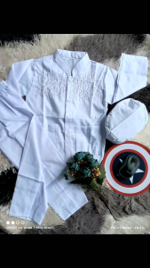 COD koko Putih Bordir Anak 1th - 15th lengan panjang best seller