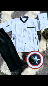 ALIFIRDAUS koko Jasco anak laki laki Putih hitam usia 1th - 15th lengan panjang bahan katun wolvis adem tebal