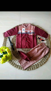 setelan koko anaK laki laki usia 1th-15th bahan katun toyobo lengan panjang F2 bordir BONUS PECI