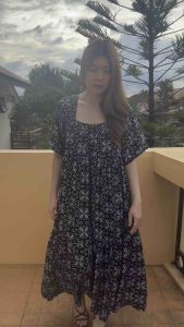 Challis Loose Sleeve Maxi Dress Regular Size and Plus Size Womenswear Casual Style with Pockets Long Summer Dress