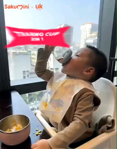 Sakumini Training Cup 2in1 Gelas Susu Anak Bayi Anti Tumpah Anti Sedat