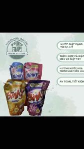 Nước giặt Binky Matic dạng túi 3lít (31kg) hương nước hoa đánh bay vết bẩn bảo vệ máy giặt chính hãng giá tốt.