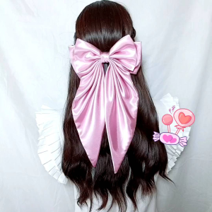 โบว์ติดผม : รุ่น Lady Finale สีชมพูกะปิ ผ้าซาตินญี่ปุ่น งานตัดเย็บเรียบร้อย สวยหรู