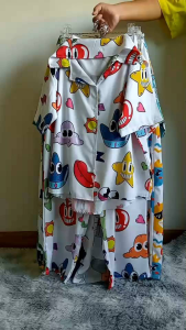 ชุดเซต2ชิ้นลายการ์ตูน  เสื้อแขนสั้น+กางเกงขายาว ลายการ์ตูน ผ้าไหมอิตาลี  พิมลายดิจิตอล ใส่สบาย