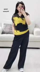 Blouse Wanita Lengan Pendek Murah (DKNB021 BlackGold Bl)