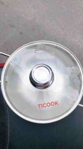 Chảo inox 304 3 Lớp TICOOK có nắp kính - Chảo lẩu inox 304 3 lớp TICOOK  Cao Cấp