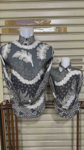 Kemeja Dobby Couple Ayah Anak Warna Hijau Abu Batik