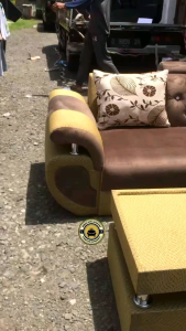 Sofa sudut lengan angsa / kursi tamu ggs lengan angsa minimalis bahan beludru kombinasi