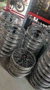 Motorcycle Spoked Rim Set Steel Chrome 1.60x17 1.40x17 with Hub and Bearing Front and Rear Wheel