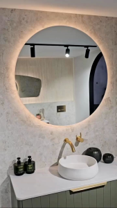 Cermin Led Aesthetic Cermin Wastafel Bulat Gantung Diameter 50