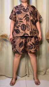 XL TO 3XL CHALLIS CHINESE COLLAR TERNO SHORT WITH 2 SIDE POCKETS