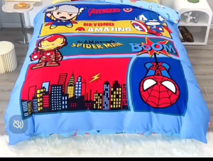 CNY Sales Hello Bobo Cartoon Marvel Avengers 100% Cotton Quilt Cover Set Super Single Queen King Fitted Sheet Kids Bedding Set Cadar Sarung Selimut