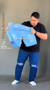 PENDEK EXTRA SUPER BIG SIZE COWOK SOBEK/DENIM JEANS PREMIUM JUMBO ANAK-ANAK/DEWASA SIZE BIG SUPER 38-45 NEW ERGE