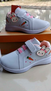Sepatu Ando Cute Bunny Velcro Perekat Putih Merah Muda White Pink