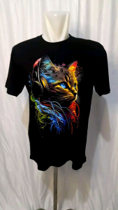 Kaos Pria dan Wanita Cotton Combet 24s semi raster Motif Kucing keren dan kekinian