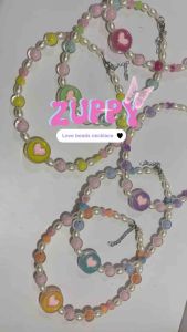 Zuppy Love Beads Necklace Kalung Hati Cinta Pearl Manik Warna Warni Heart Valentine Chic Playful Handmade Fashion