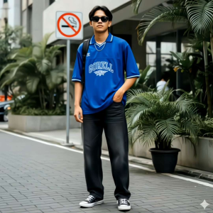 Celana Jeans Panjang Korean Style Straight Loose Pants Pria Wanita Outfit Skena