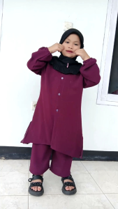Devia Setelan Celana Tunik Anak Perempuan Terbaru/Set Muslim Tanggung usia 7-16 Thn Crinkle Airflow/Set Lebaran Termurah