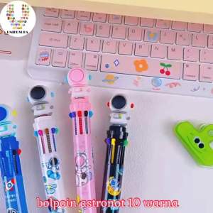 [UNIKUSUKA] Pulpen Mekanik astronot 10 warna Bolpoin sekolah multi warna karakter astronot