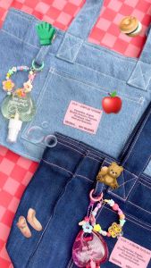 Amywanders 💖🧞‍♀️Genie Denim Tote🧞‍♂️🫧 กระเป๋ายีนส์ใส่ laptop & ipad มีที่ใส่ขวดน้ำ