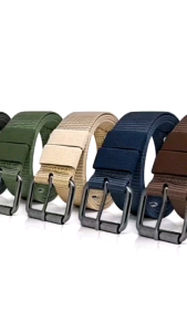 Ikat Pinggang Pria Tali Nylon Kanvas Model Jarum / Sabuk Pria Nylon / Gesper Pria Kekinian Warna Black