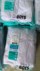 Kids boy Blue Corner White Sando Pure White Cotton Inner School Uniform and Everyday Wear Tops 6pcs/3pcs