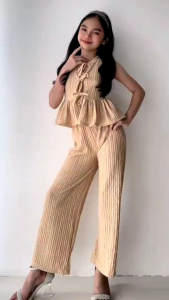 JULIE TWO - WAY TOP AND  WIDELEG BARK CREPE PANTS TERNO FOR KIDS  7-10 years old  [KHY]