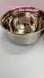 Bộ 3 thau inox 201 có vạch định lượng 21 - 23 - 25cm