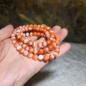 Premium 7.7mm 108 beads Baoshan Nan Hong red & white "Treasure Bowl" necklace 优质保山南红108颗红白聚宝盆项链多圈手链