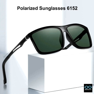 Luxada 6152 New Elegant Polarized Sunglasses for Men and Women High-Quality Full Rim Square Frame with Green Lens