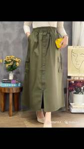 SCENTIFIC FEMME - Rok Cargo Skrit Wanita Korean Style Rok Kancing Twill Combed Street
