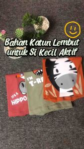 Kaos Anak Laki-Laki Motif Karakter Animal 1-6 Tahun Bahan Katun Combed Lembut Adem Menyerap Keringat