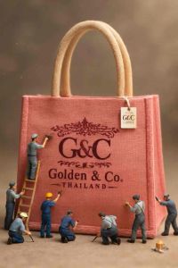 กระเป๋าผ้ากระสอบแคนวาส Golden & Co. รุ่น Tote bags สีชมพู