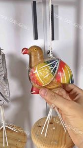 โมบายแขวนมงคล 6 แท่งนกคุ้มไม้แกะสลักสวยงามตัวใหญ่(พร้อมส่ง)