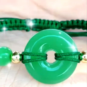 [Chi Chi] Vòng Tay Lắc Tay Chỉ Đỏ Đồng Điếu Màu Xanh Handmade - MS006