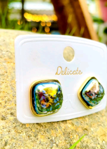 Đôi bông tai nữ Titan tứ giác xà cừ đeo vĩnh viễn không phai Lokalo khuyên tai nữ đẹp hoa tai